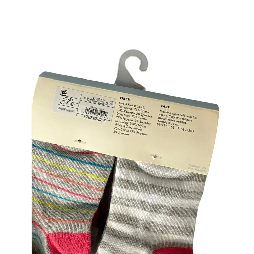 Cat & Jack Girls Low-Cut Socks 6 Pairs Multicolor Neutral Size 4T-5T 8-11 New